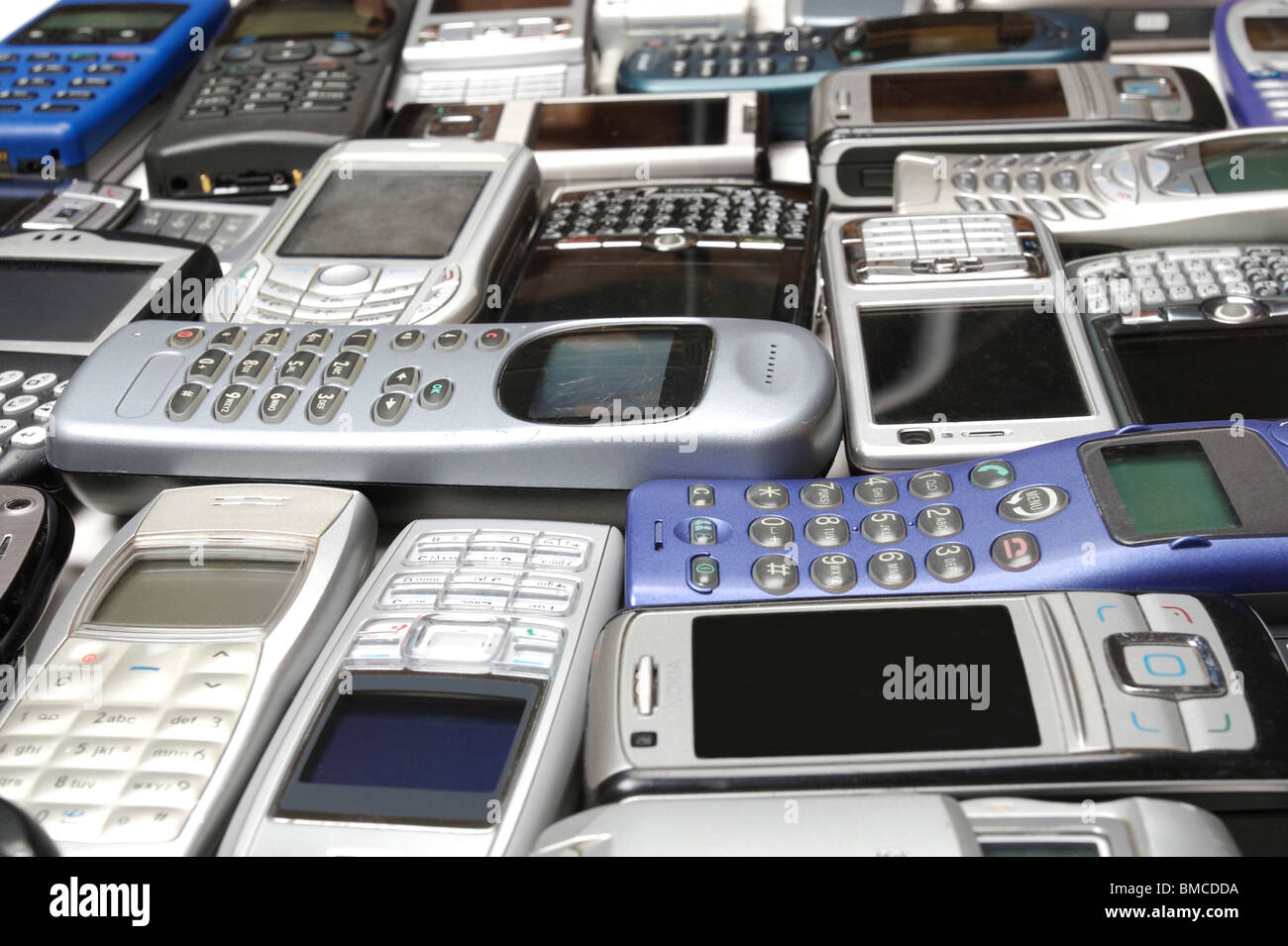 old cell phones Stock Photo