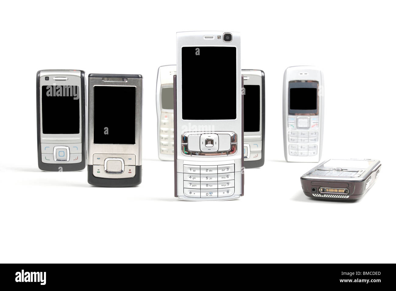 mobile phones on white background Stock Photo Alamy