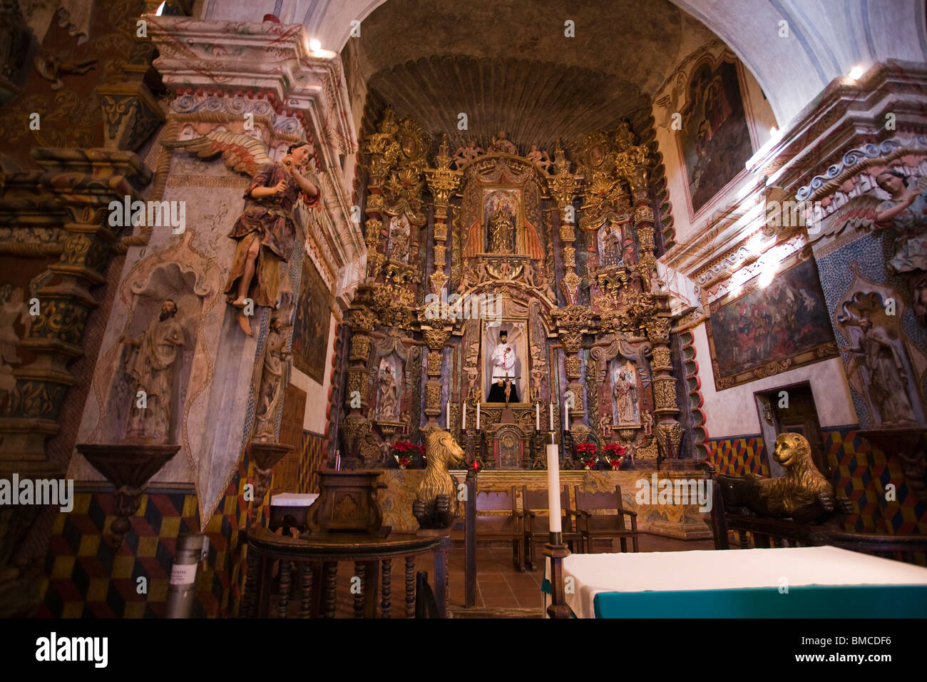 Apse and Altar San Xavier Mission, near Tucson, Arizona. Stock Photo