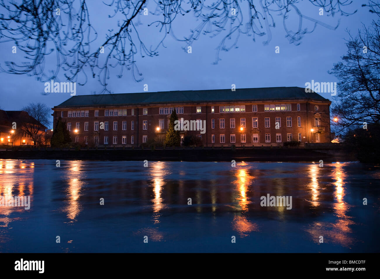 Derby council offices across the river Derwent Stock Photo Alamy