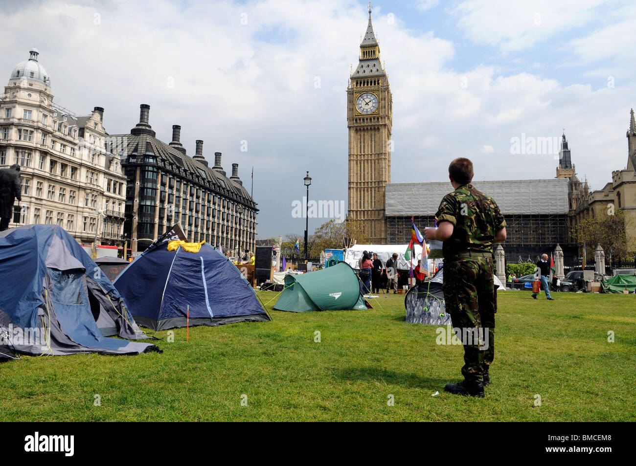 Campaigners have set up camp of Parliament Square, London Stock Photo