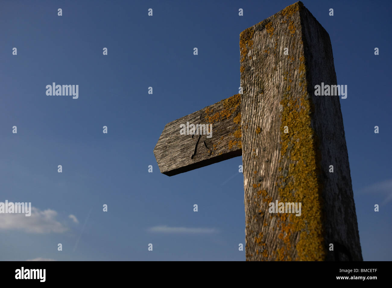 signpost indicating walking route footpath right of way in the