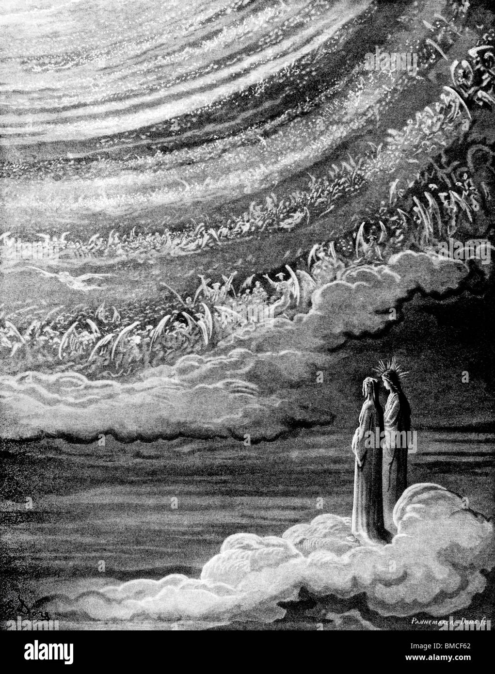 Angels in front the throne of God Stock Photo