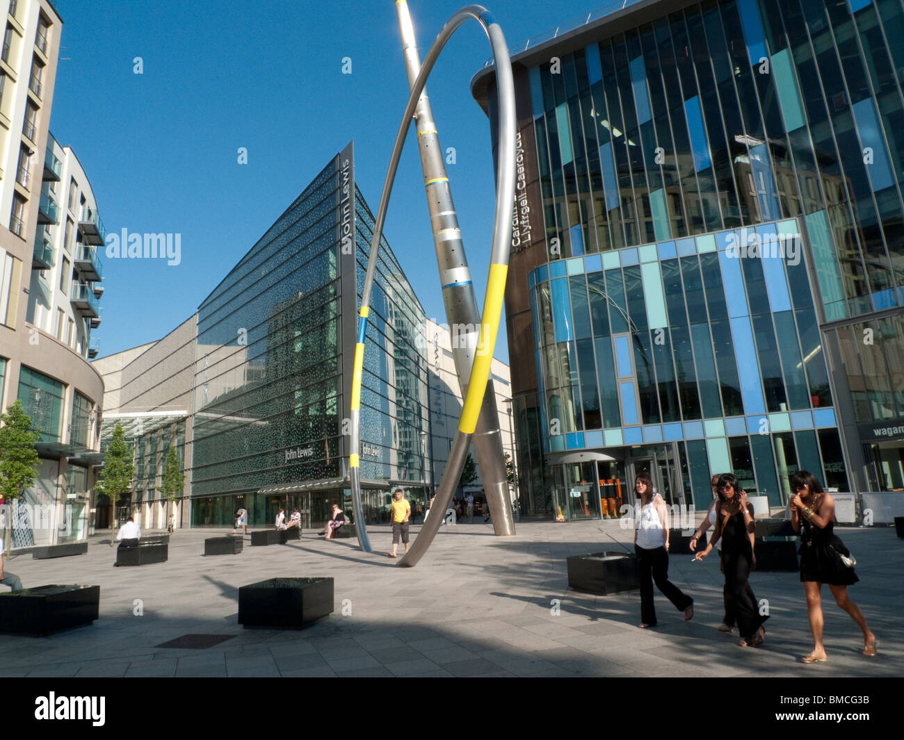 John Lewis store, Cardiff Central Library, sculpture, people young