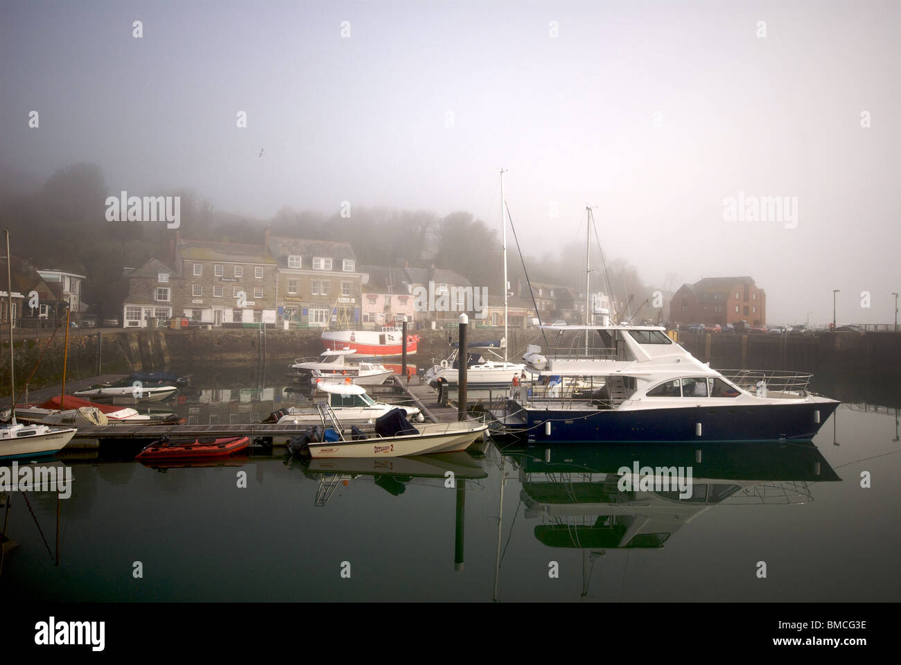 Padstow Cornwall UK Harbor Harbour Quay Marina Fishing Boats Miat Stock