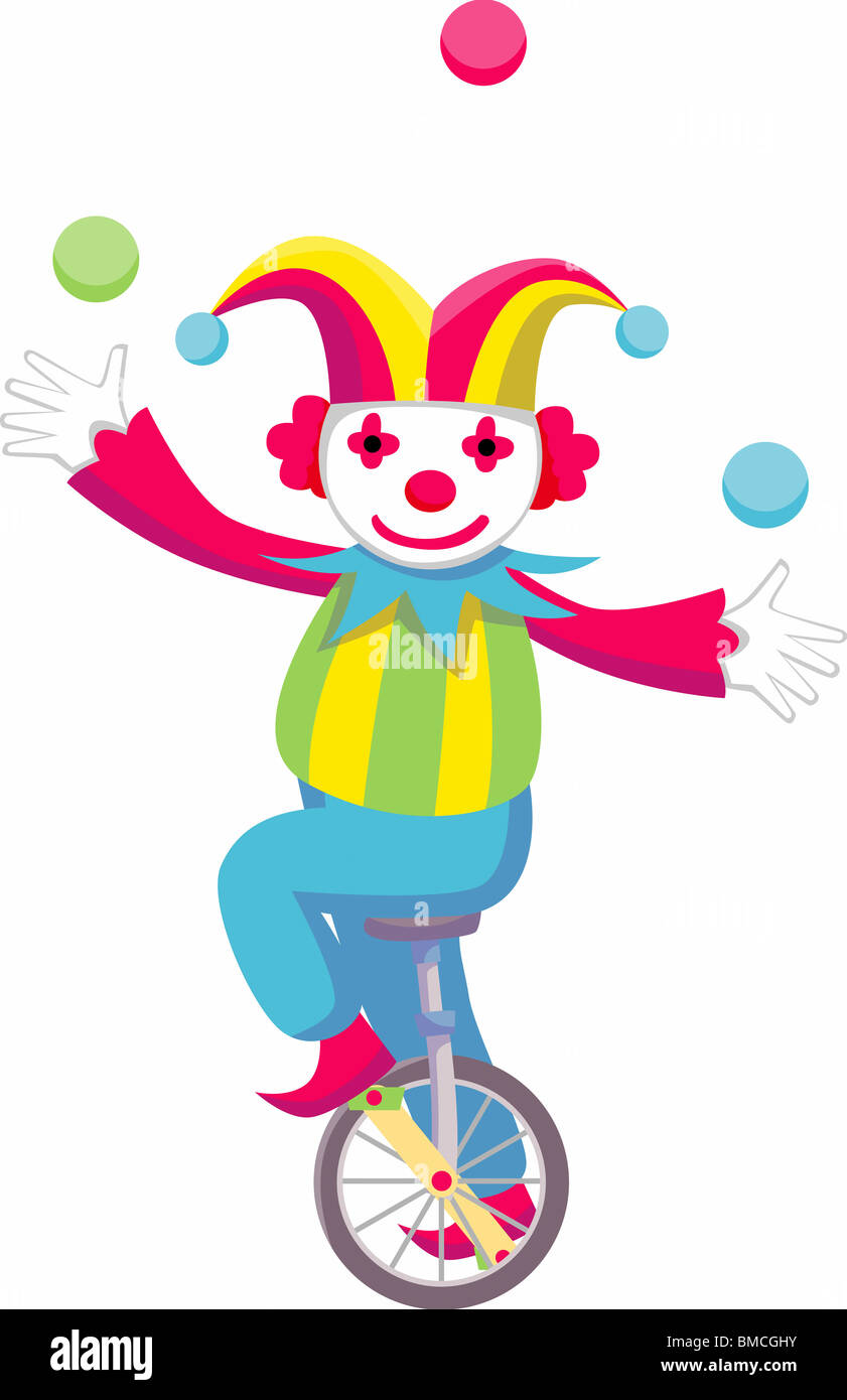 clown riding on unicycle Stock Photo Alamy
