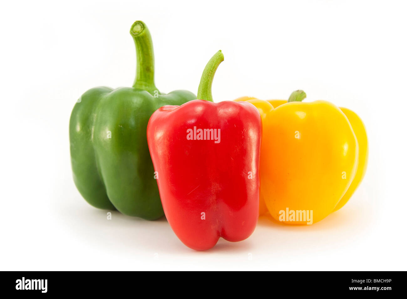 Bell peppers green yellow red Cut Out Stock Images & Pictures - Alamy