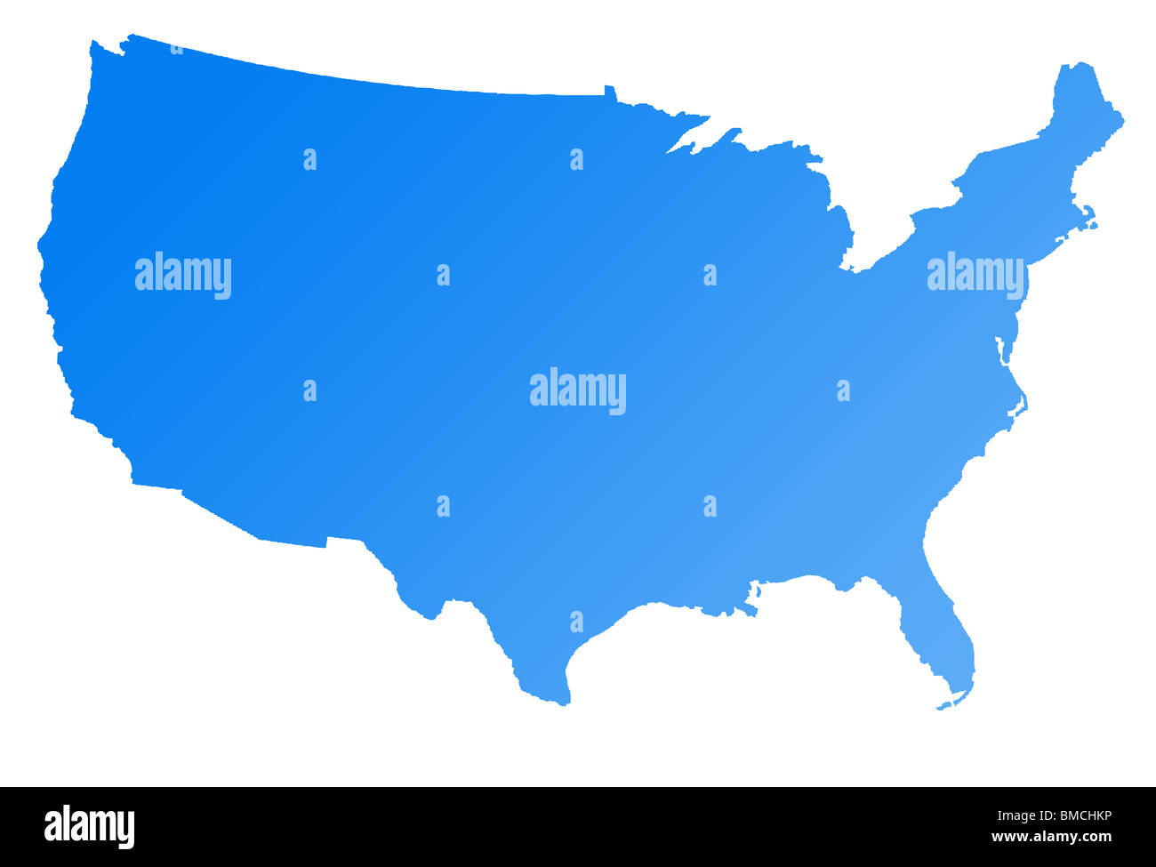 Map of America or USA, isolated on white background. Stock Photo
