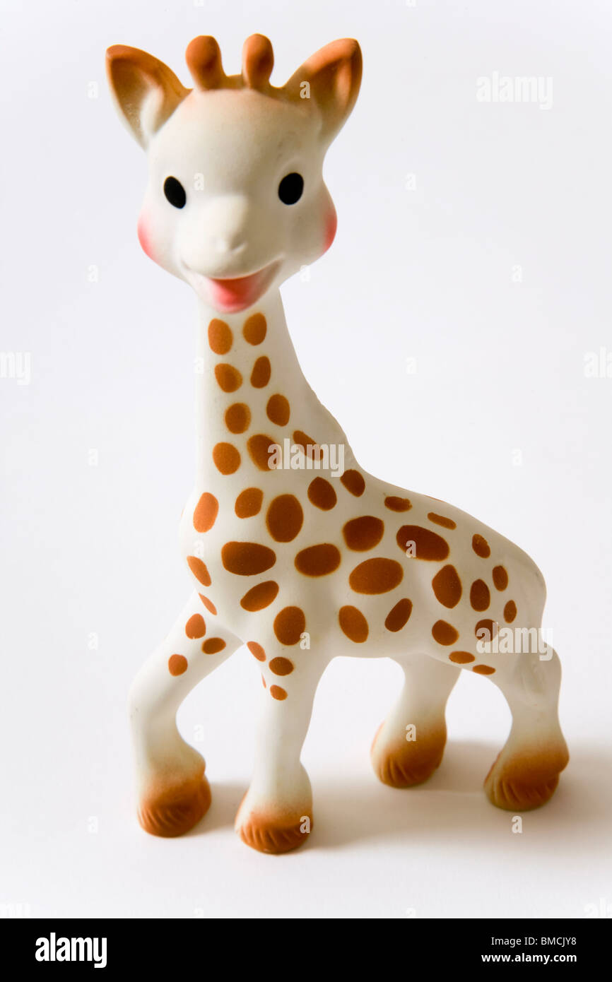 Sophie the Giraffe is a famous all-natural teething toy, from France. Stock Photo