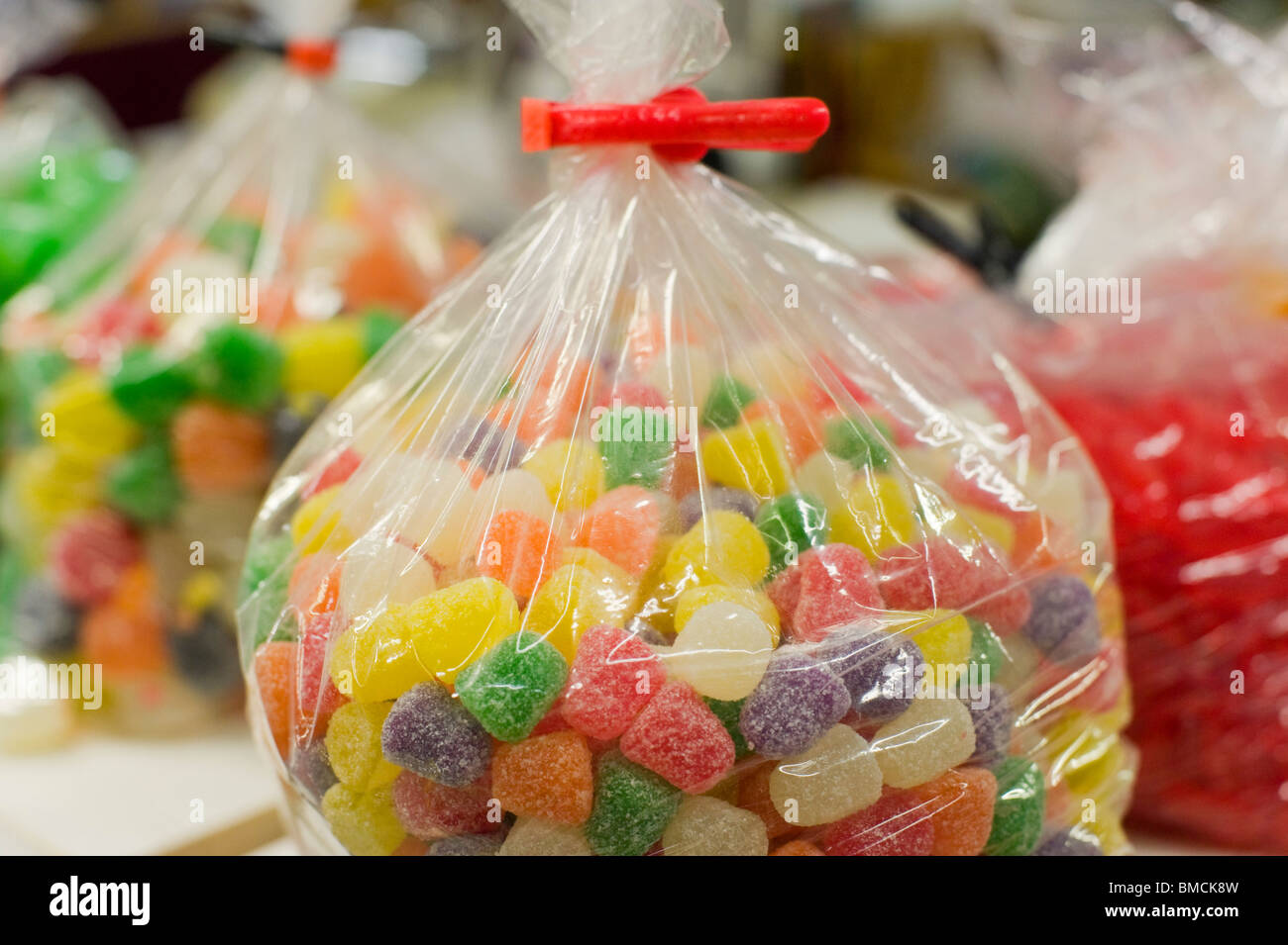 Close-up of Bags of Candy Stock Photo