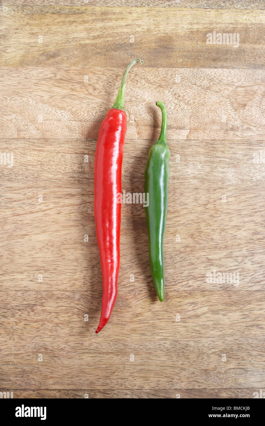 Close Shot Of Green And Red Chillies On The Market, Beautiful Shiny ...