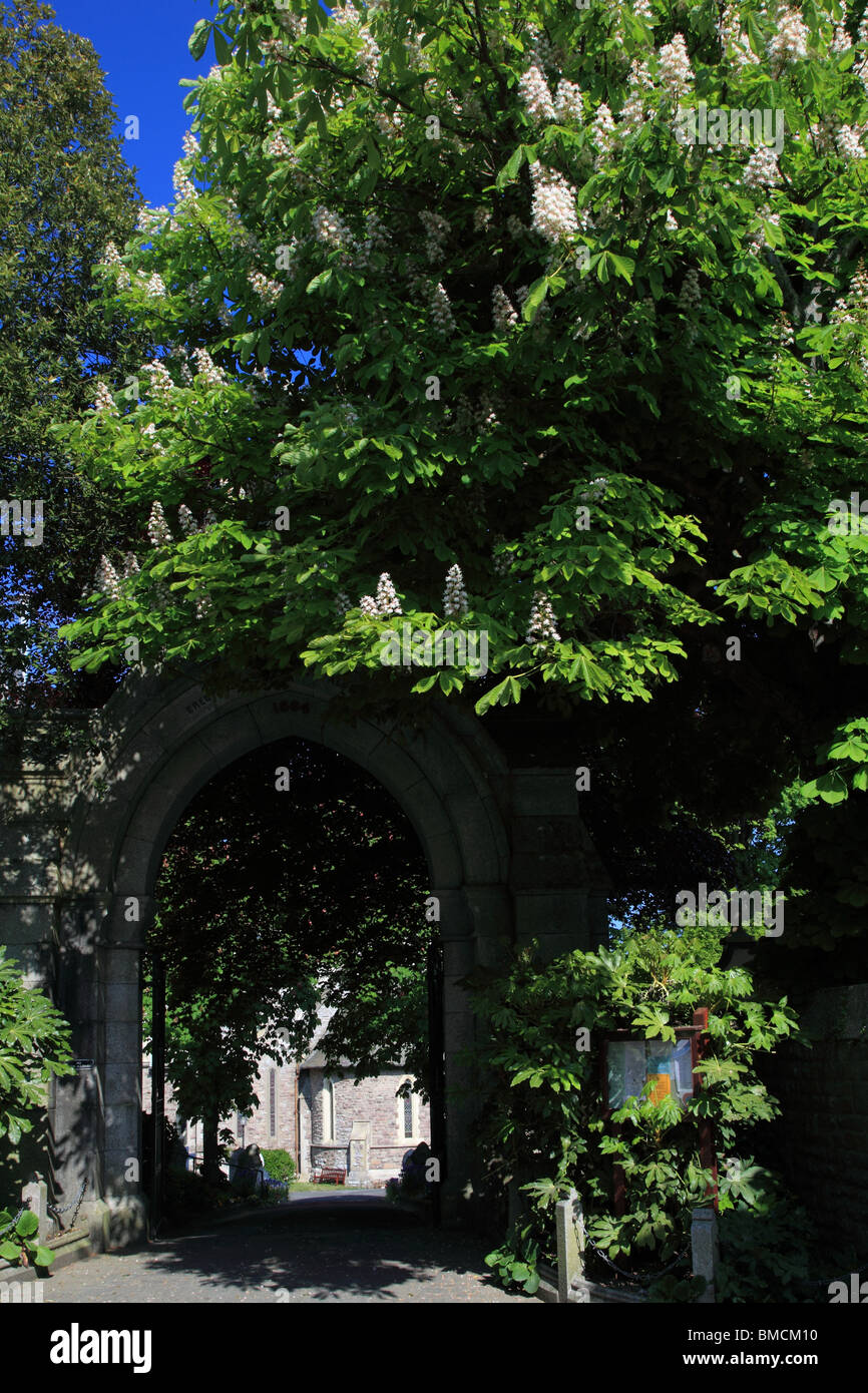 Gate to St. Anne Church in St. Anne, Alderney, Channel Island, United Kingdom Stock Photo