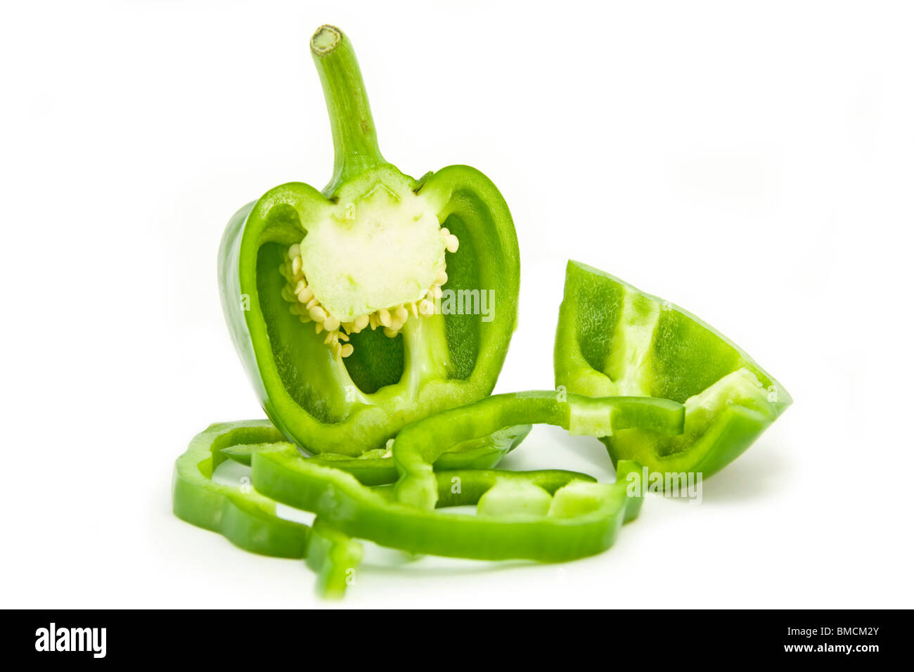 Sliced Green Pepper Stock Photo