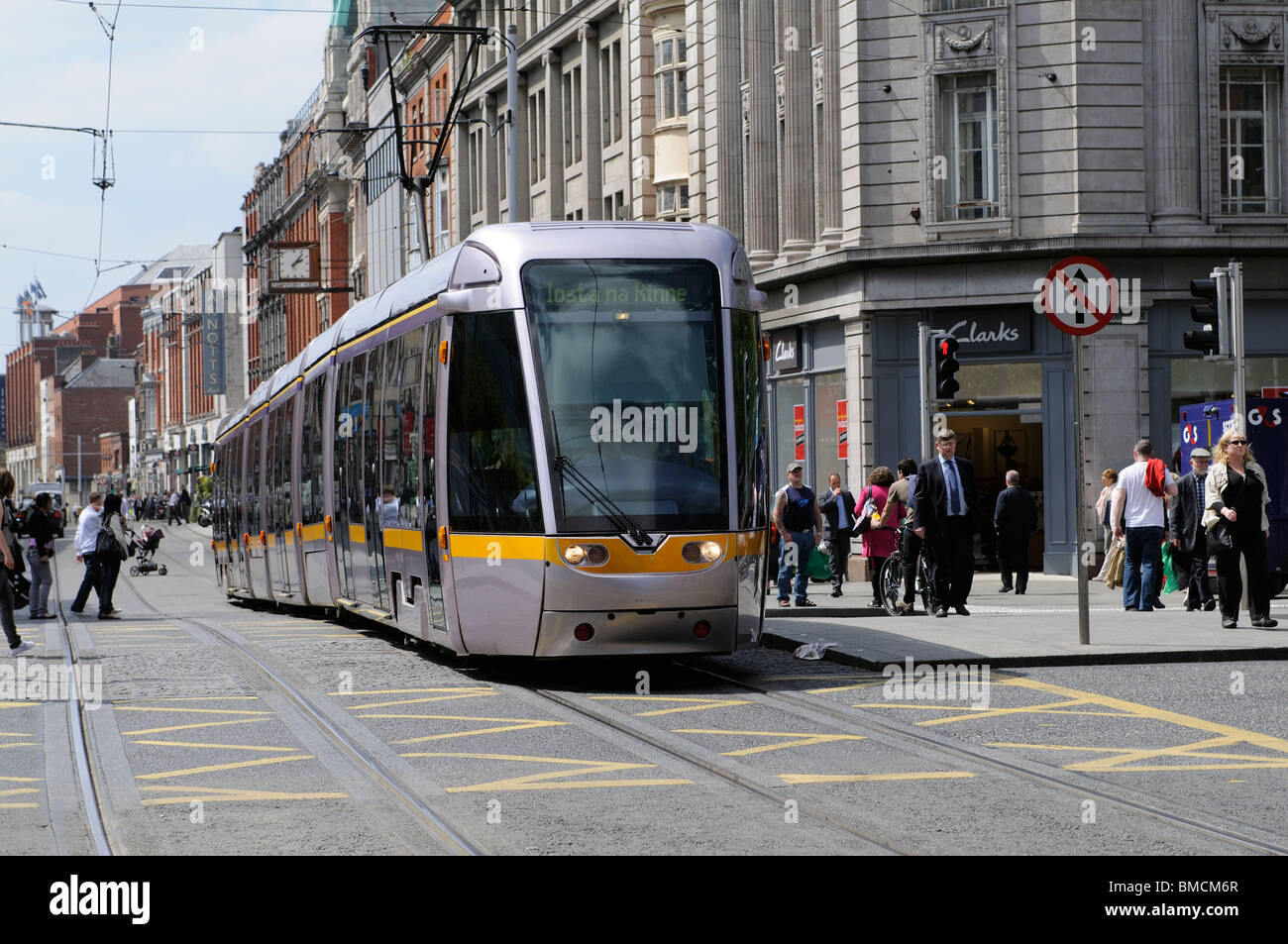 LUAS tram on Abbey Street Dublin Ireland travelling towards The Point Stock Photo