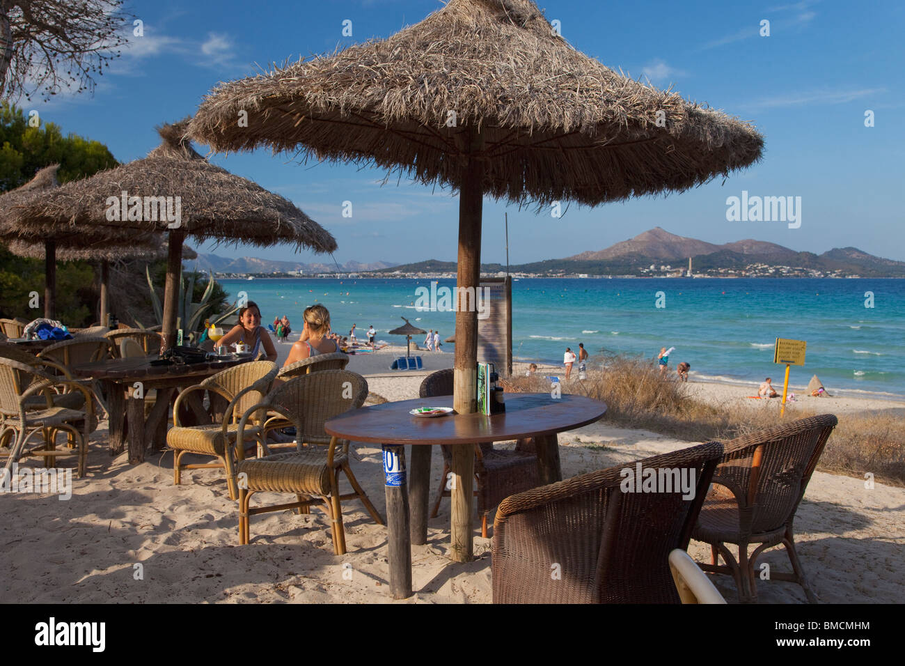 Playa de Muro beach in late summer sun Alcudia Bay Majorca Mallorca Spain Europe Stock Photo