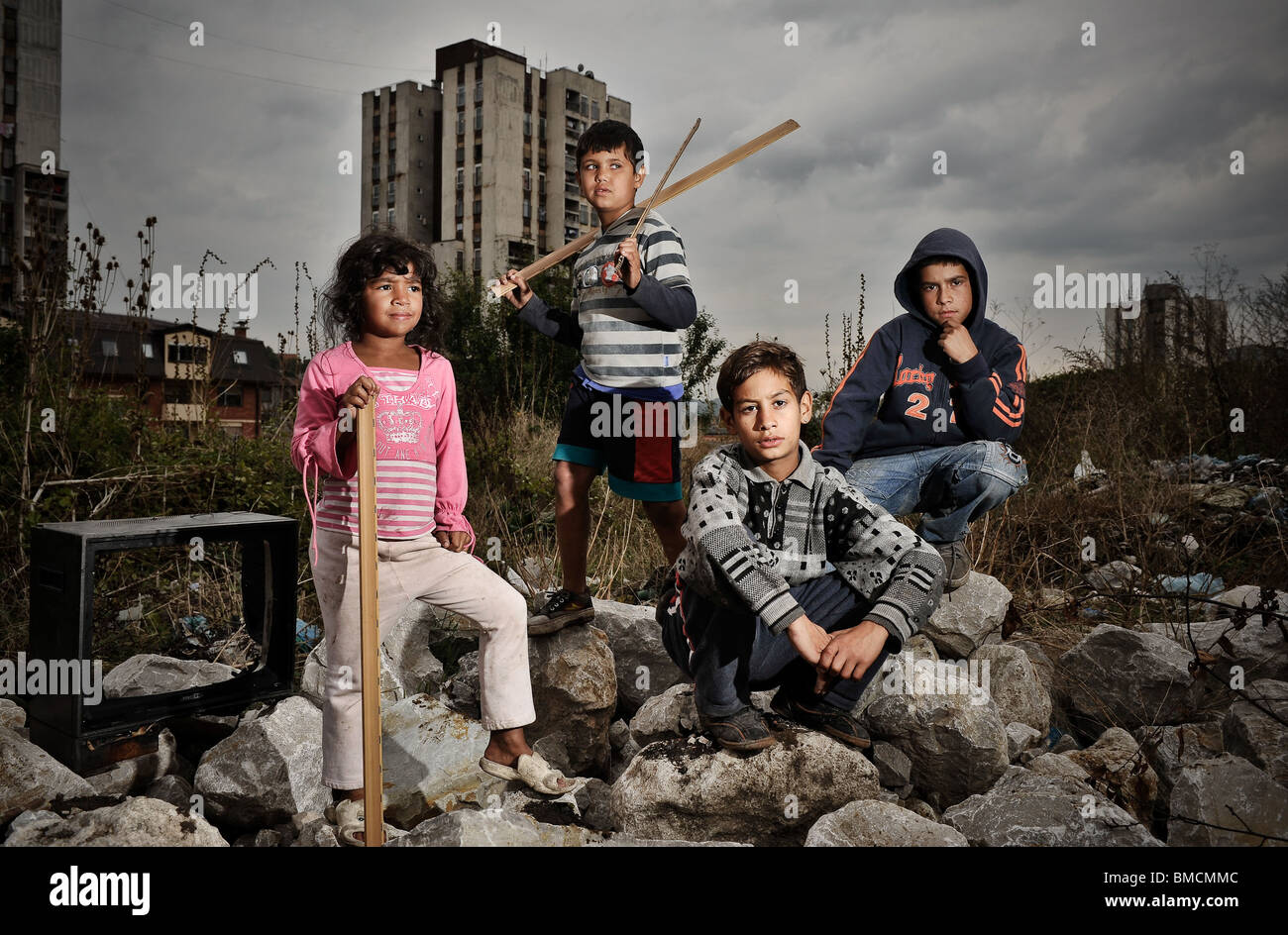 Portrait of Roma kids Stock Photo - Alamy