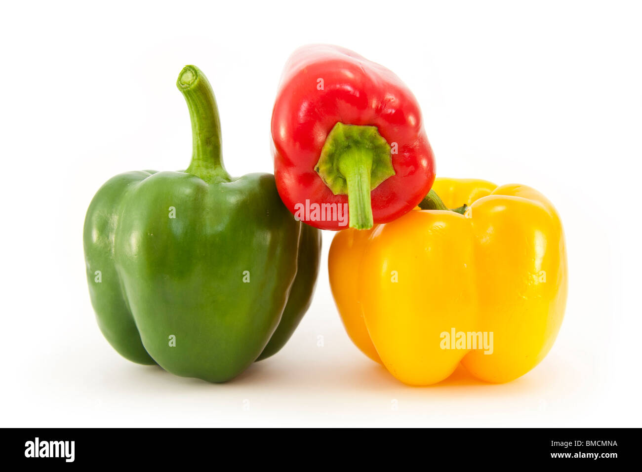 Bell peppers green yellow red Cut Out Stock Images & Pictures - Alamy
