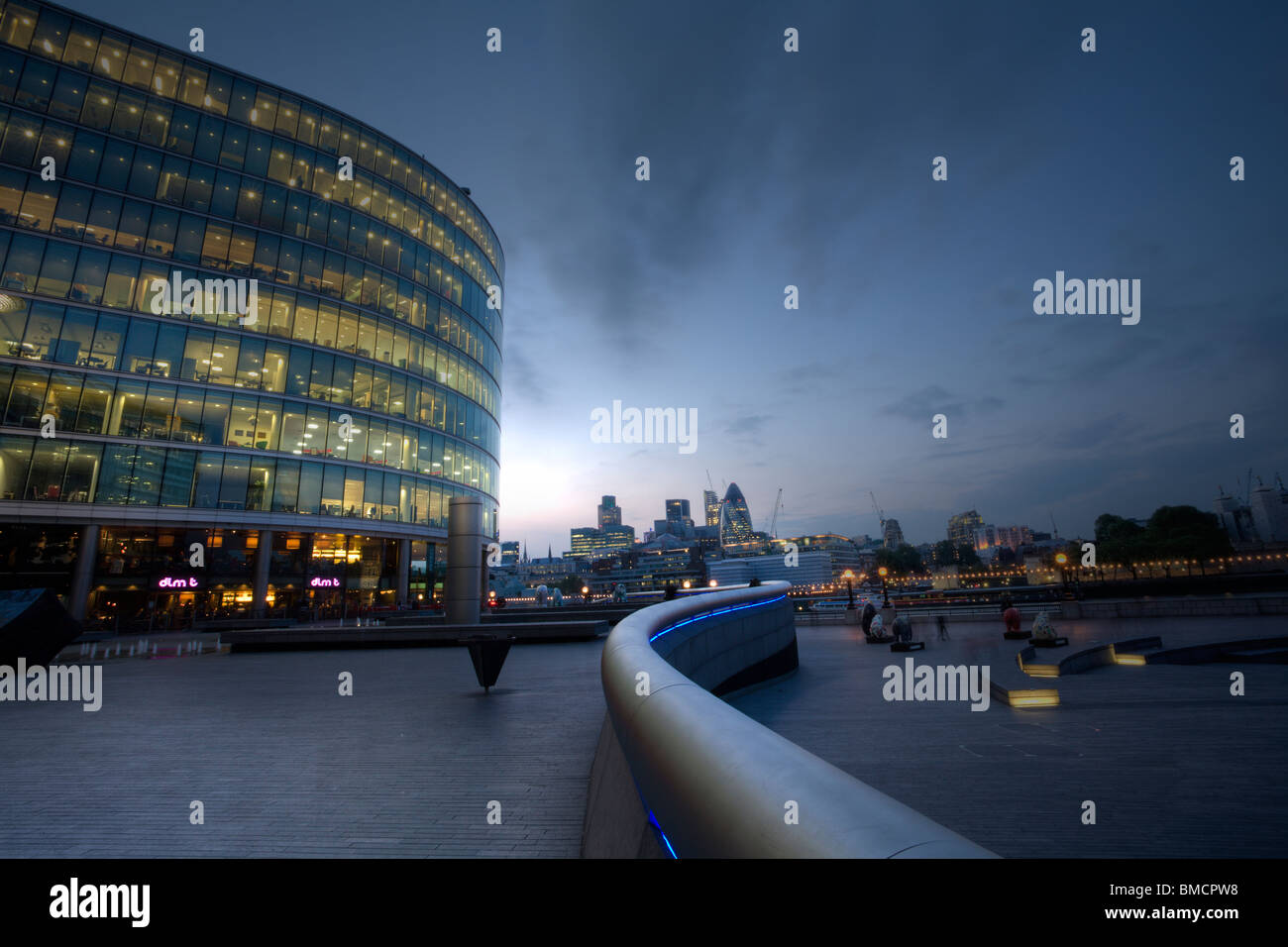 night time shot along london embankment Stock Photo