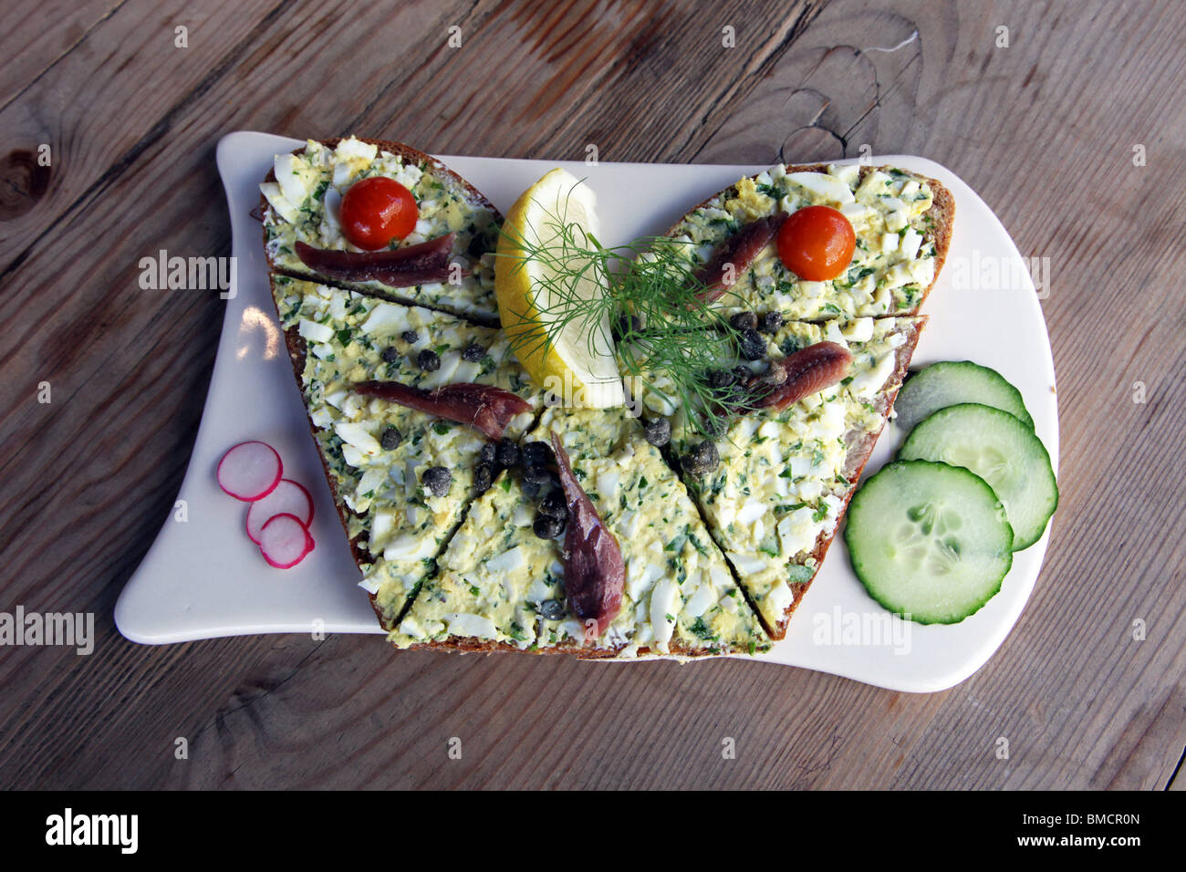 Egg Mayonaisse Tartine, open sandwich Stock Photo