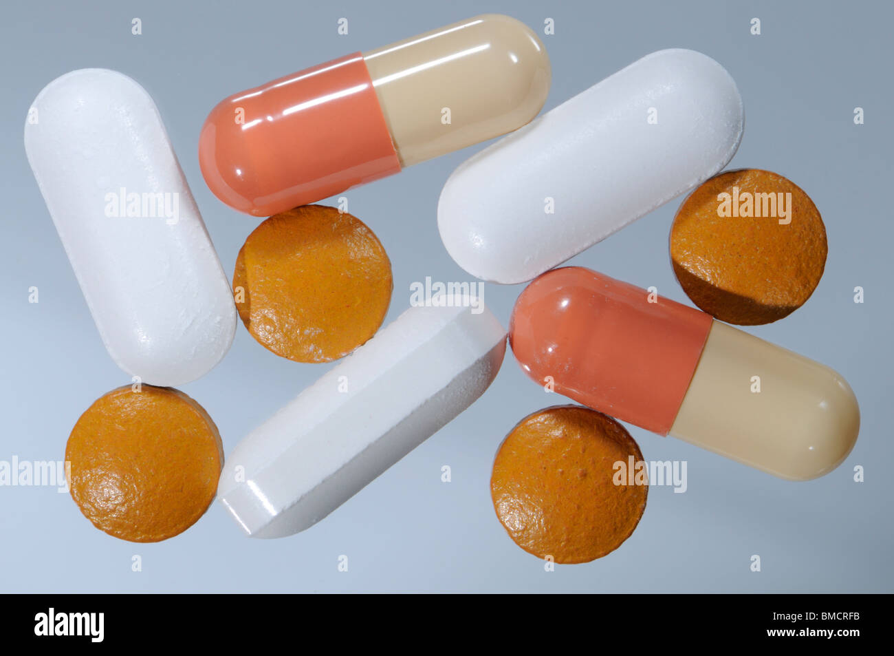 Drugs - painkillers, anti-inflamatories and gastro-resistant capsules Stock Photo