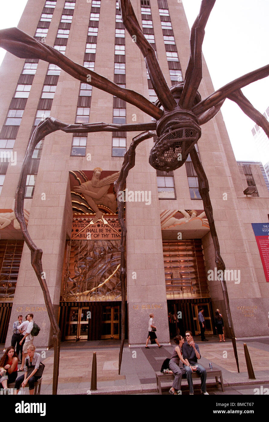 Louise Bourgeois' "Maman" 1999 on display at Rockefeller Center on August 16, 2001. Stock Photo