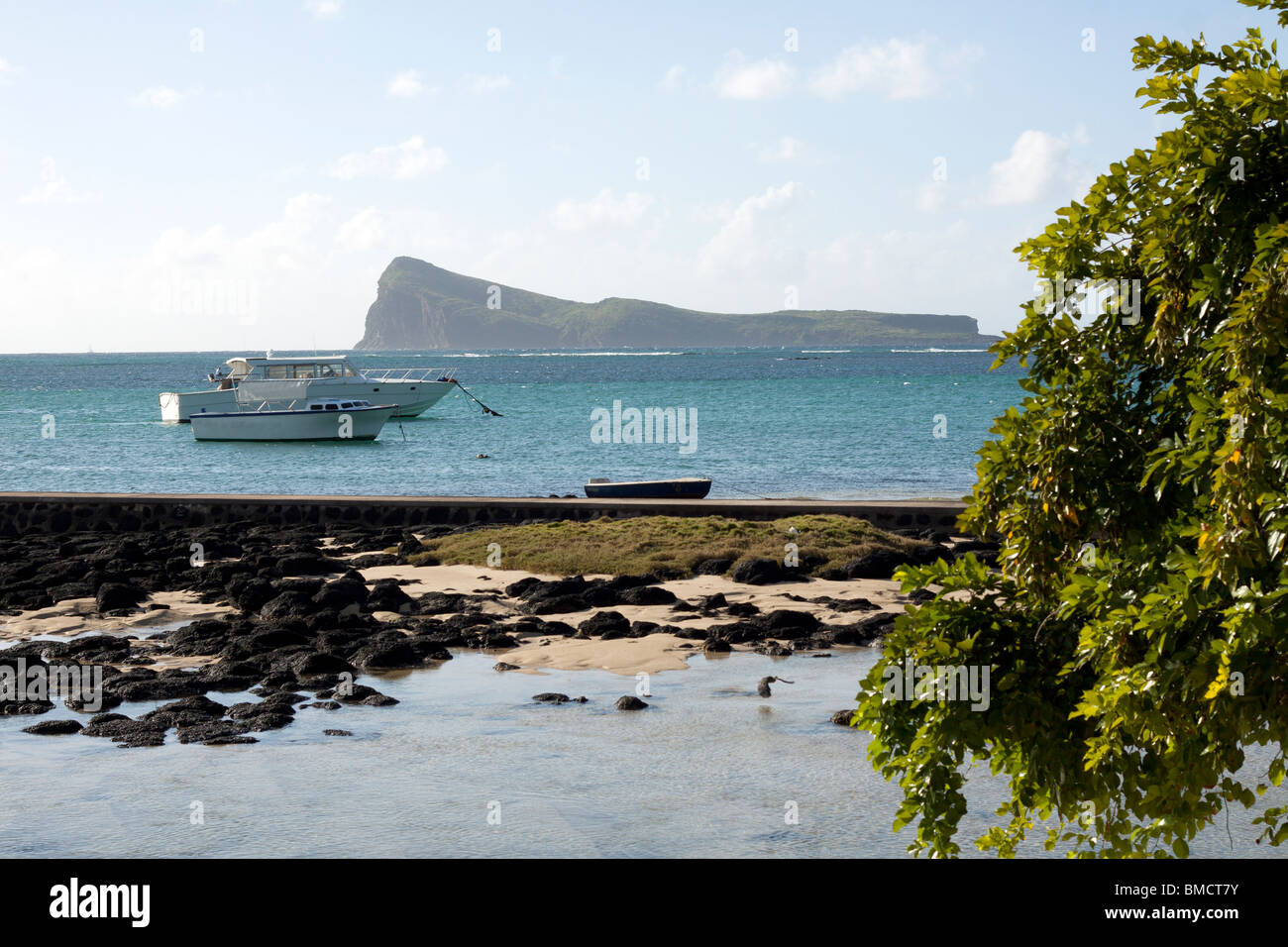 island of coin De Mire,on the north of the tropical island of Mauritius Stock Photo