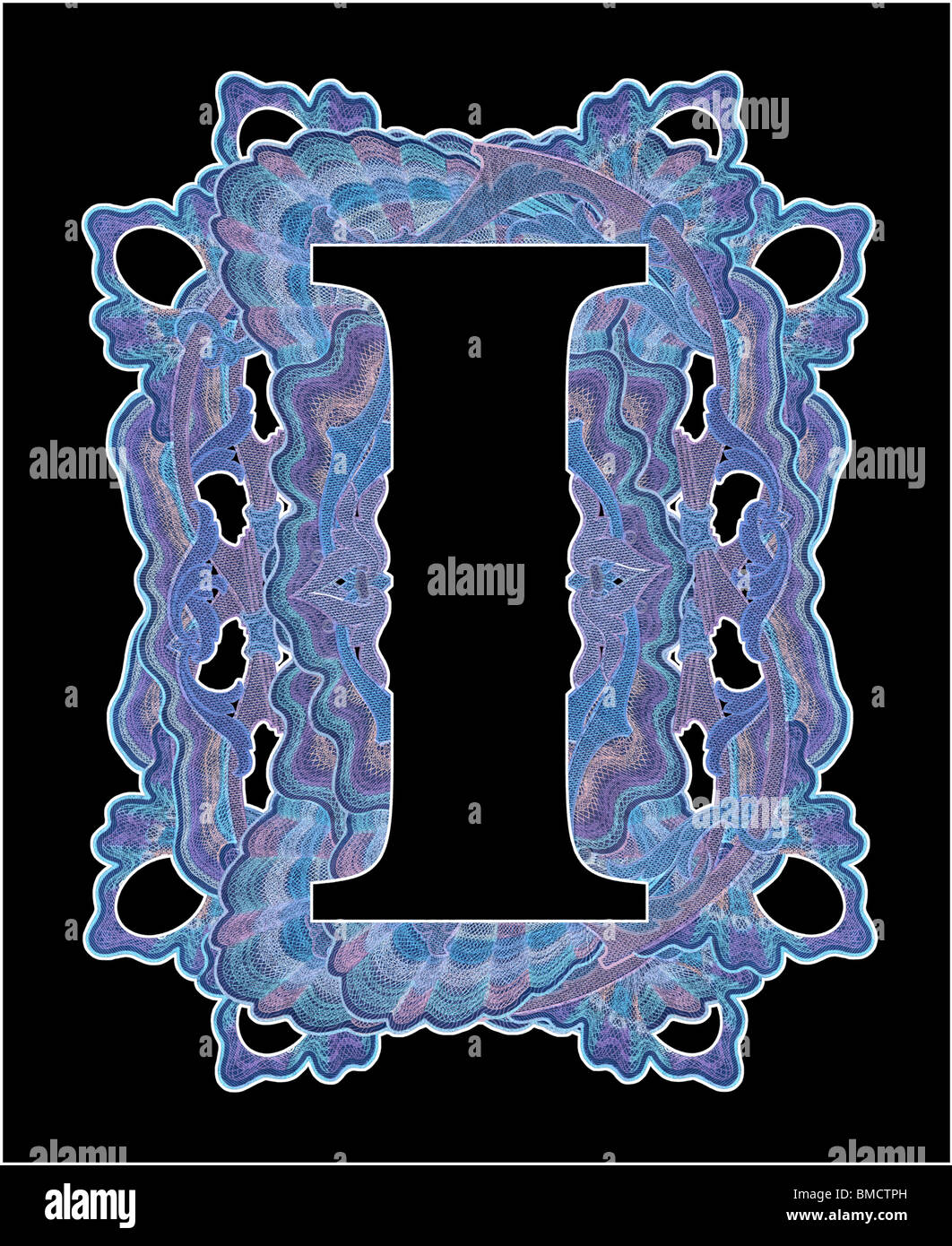 Luxuriously illustrated old capital letter I Stock Photo - Alamy