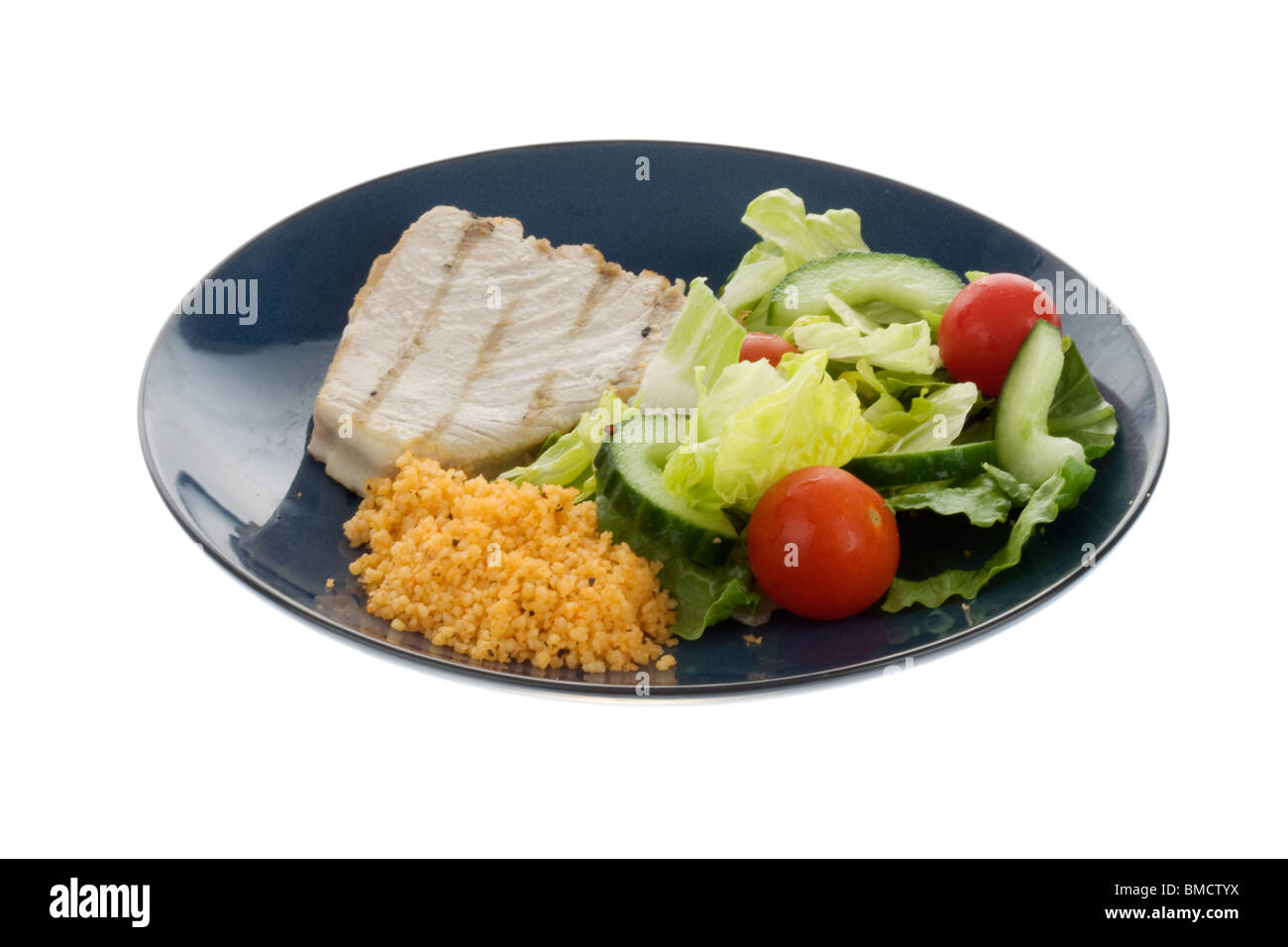 Tuna Steak with Cous Cous and Salad Stock Photo Alamy