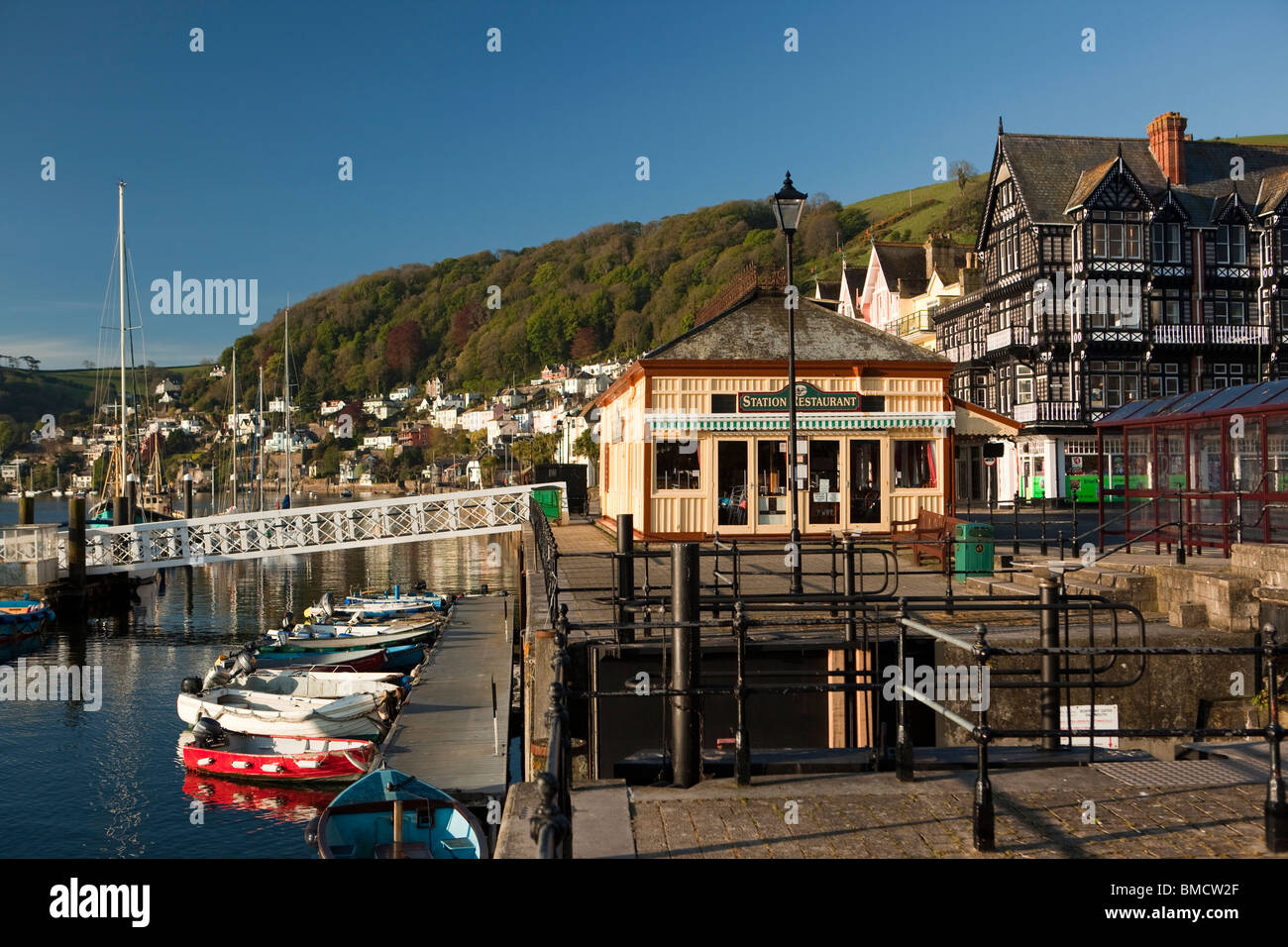 UK, England, Devon, Dartmouth, Station Restaurant at main tourist boat jetty Stock Photo