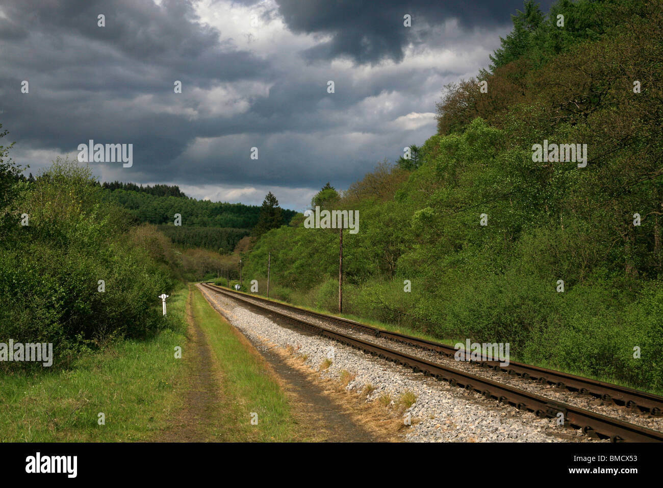 A single track railway line Stock Photo Alamy