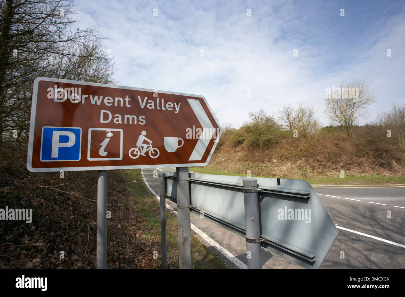 tourist information signpost for derwent valley dams peak district national park derbyshire england uk Stock Photo