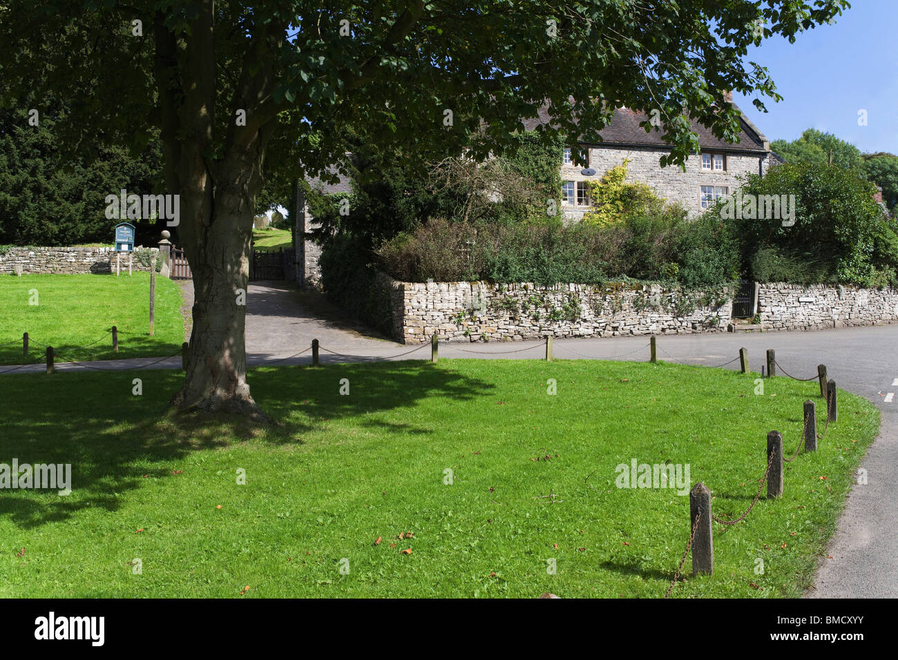 village with houses in countryside tissington, derbyshire, peak