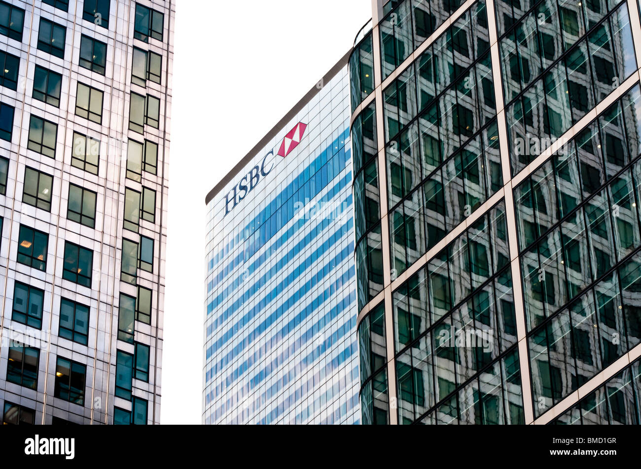 Buildings and HSBC tower in Canary Wharf Stock Photo - Alamy