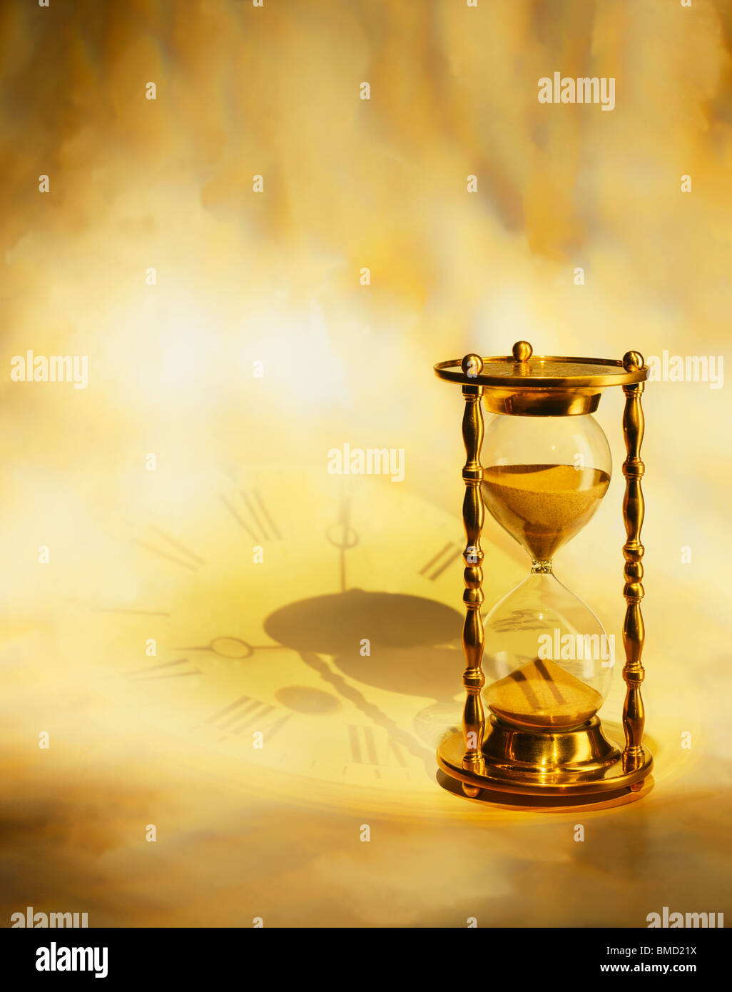 Hour Glass with Projected Clock Face Stock Photo