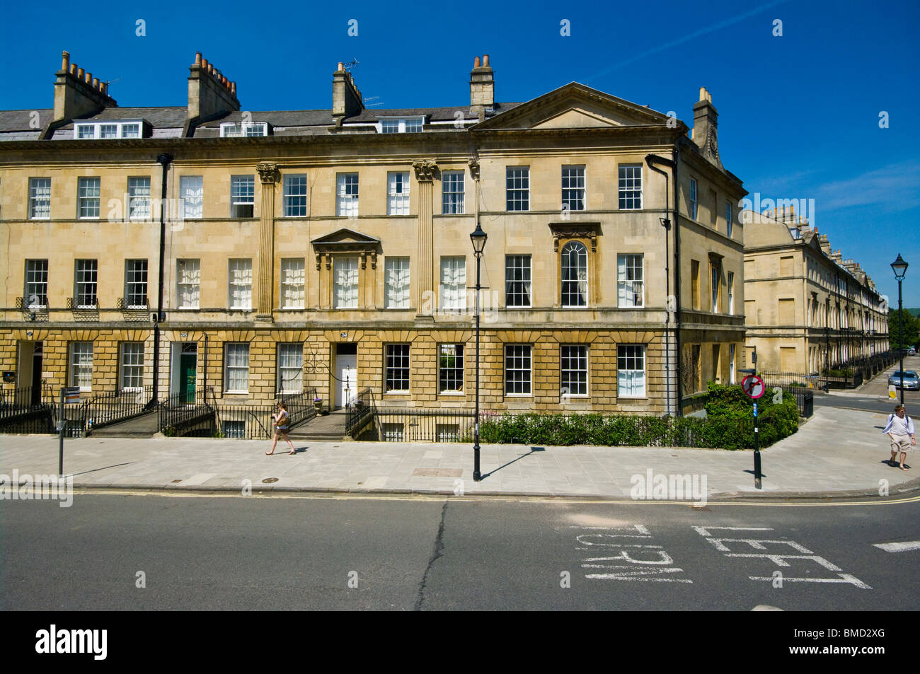 Terraced Period Houses Great Pulteney Street Bath Somerset England Stock Photo