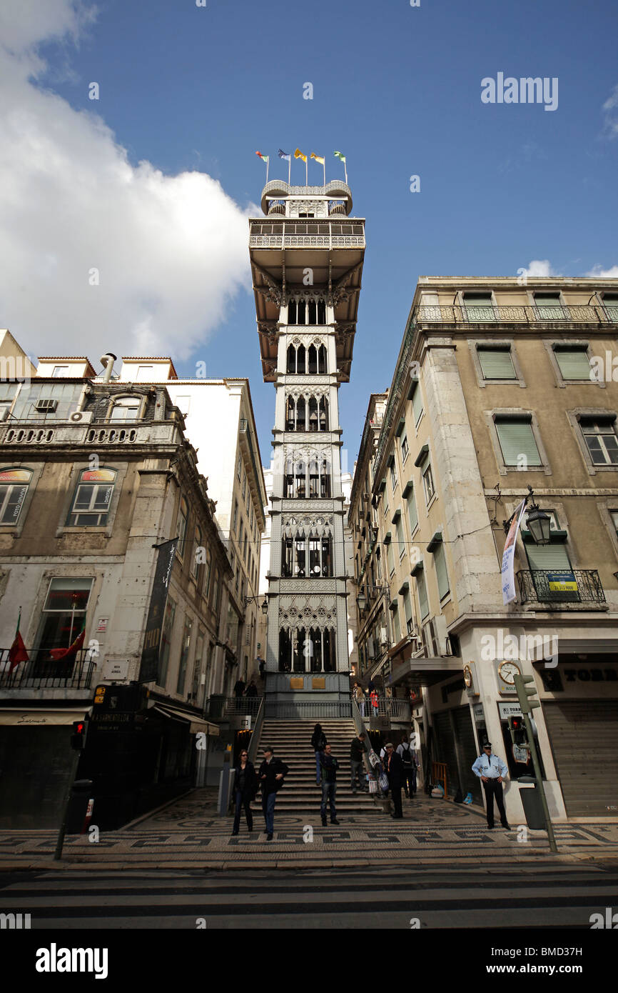 Elevator Elevador de Santa Justa in Lisbon, Portugal, Europe Stock Photo