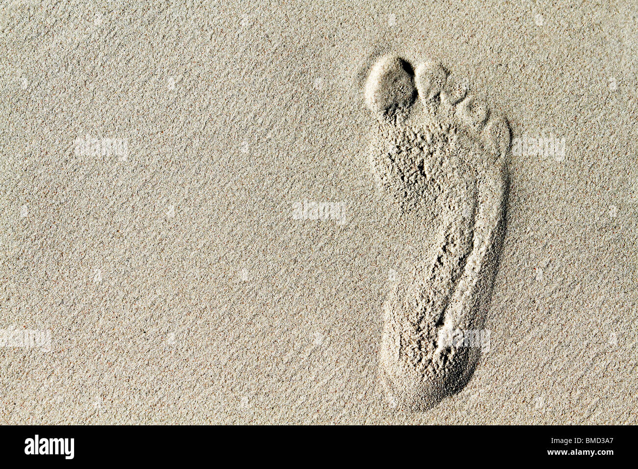 Footprint in the sand at Boracay, Philippines Stock Photo