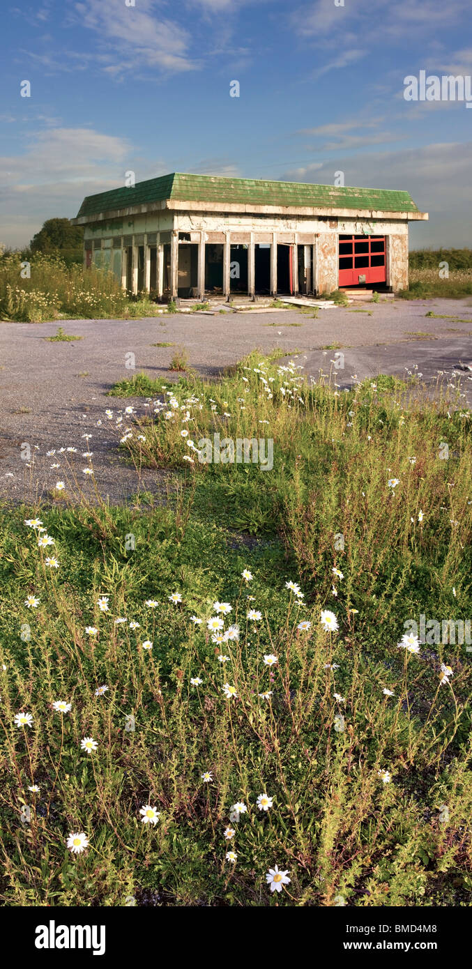 Old dissused fuel station, North Yorkshire. Stock Photo