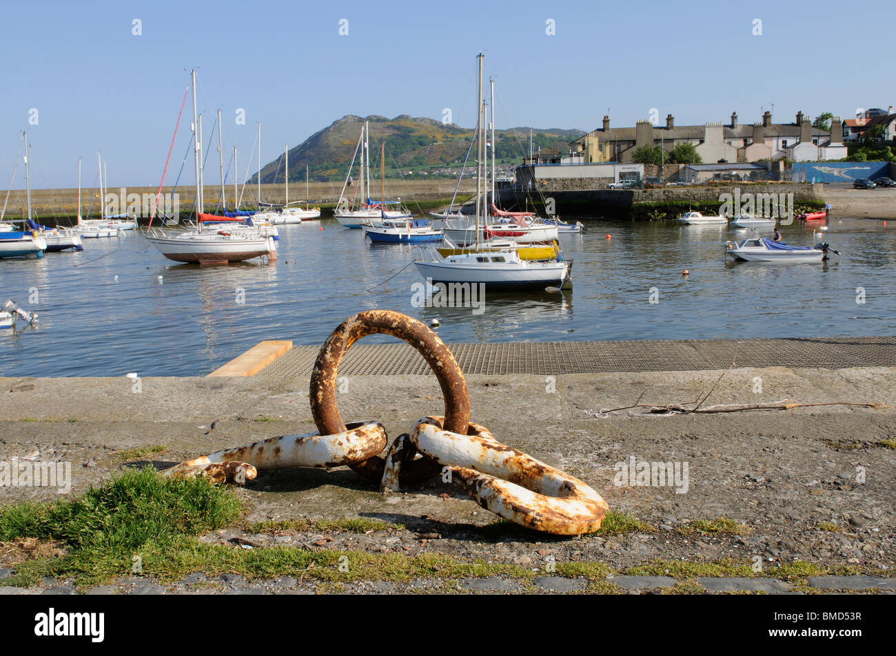 The Bray Harbour with a backdrop of Bray Head in County Wicklow