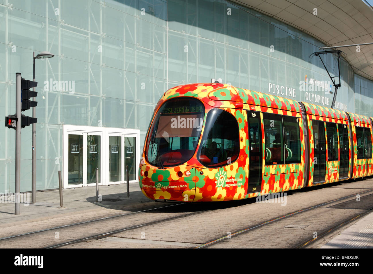 Tramway, line two, Montpellier, Languedoc-Roussillon, France Stock Photo