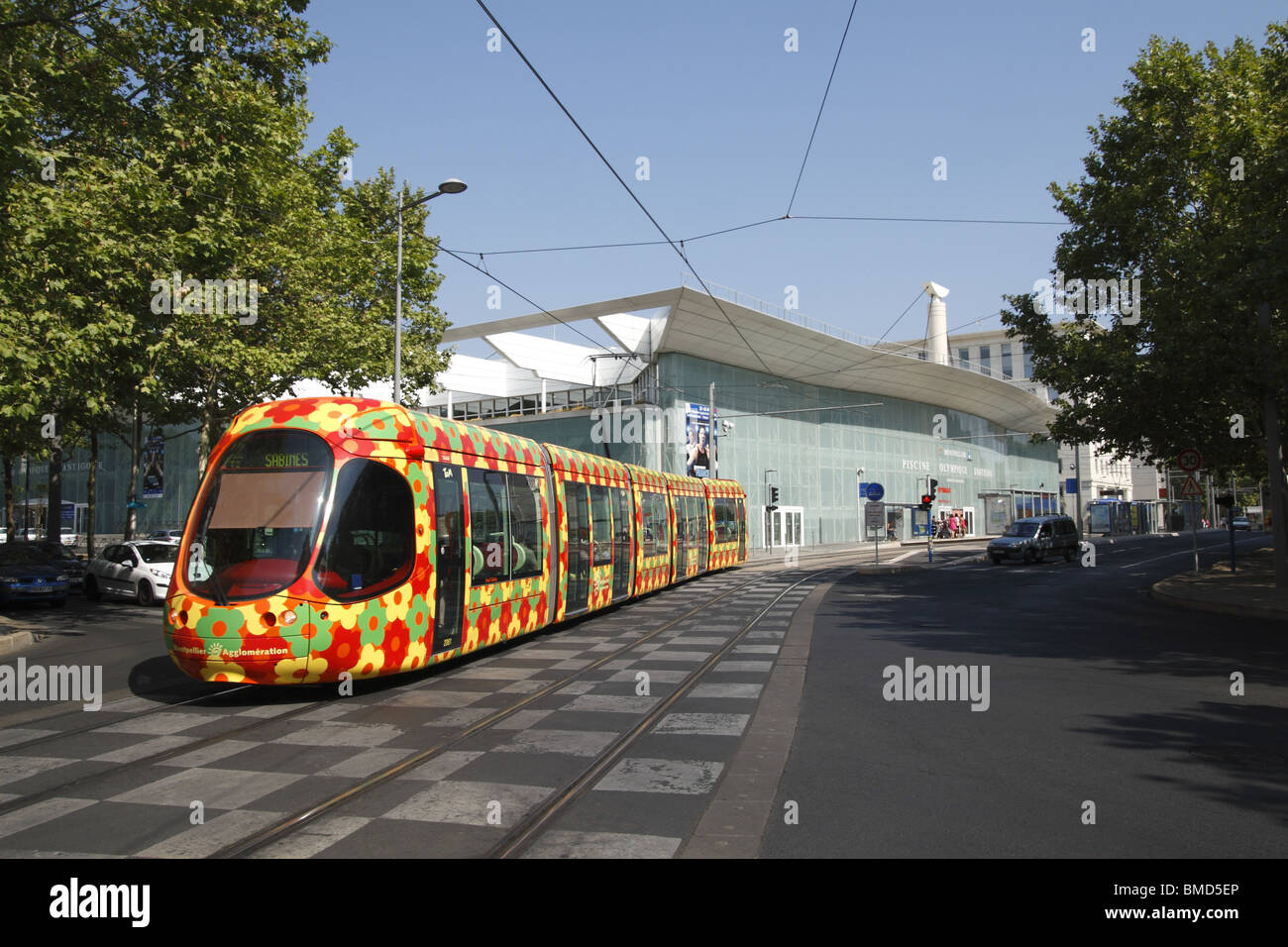 Tramway, line two, Montpellier, Languedoc-Roussillon, France Stock Photo