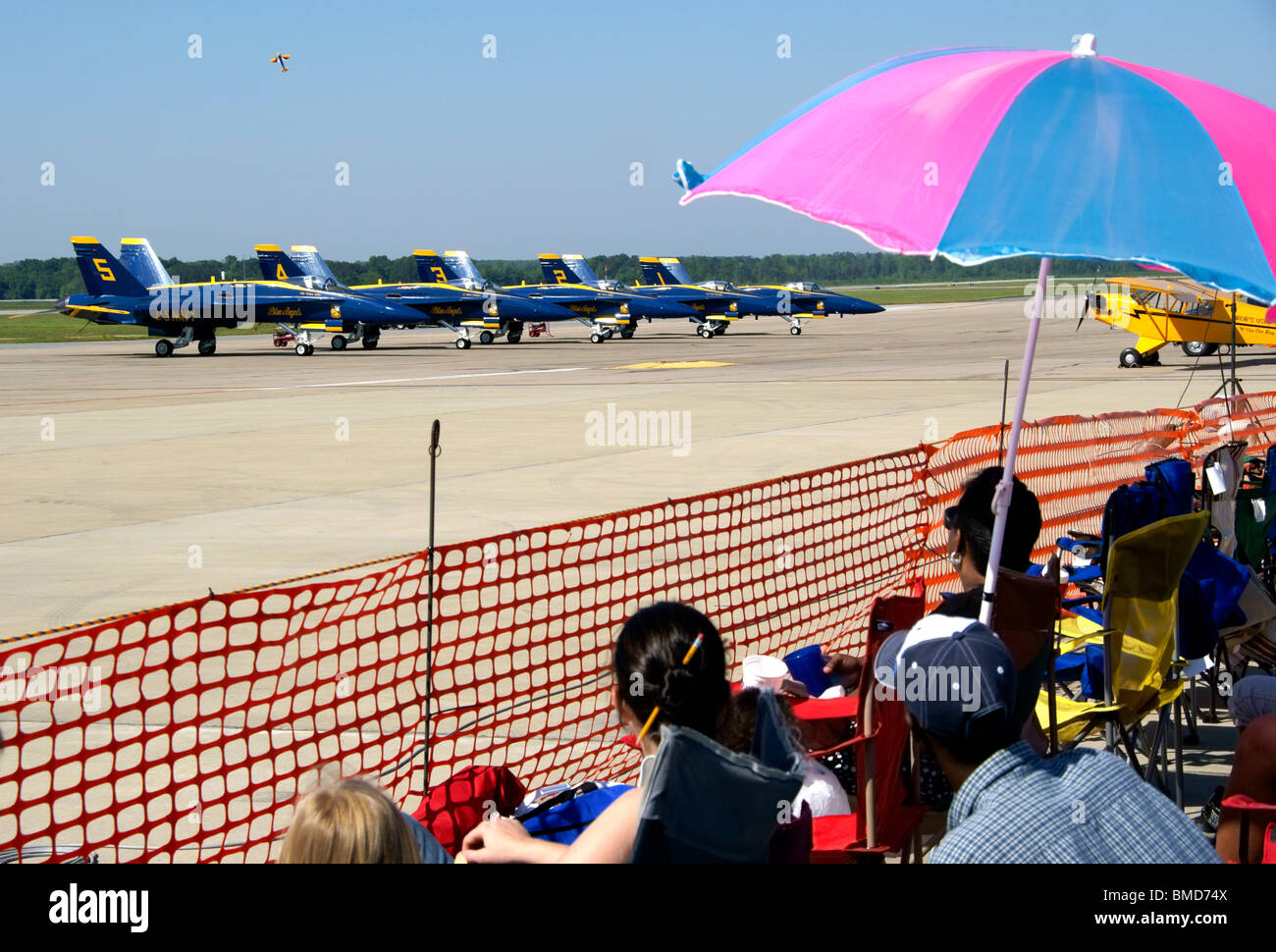 Spectators watching airshow and waiting for the Blue Angels to perform Stock Photo