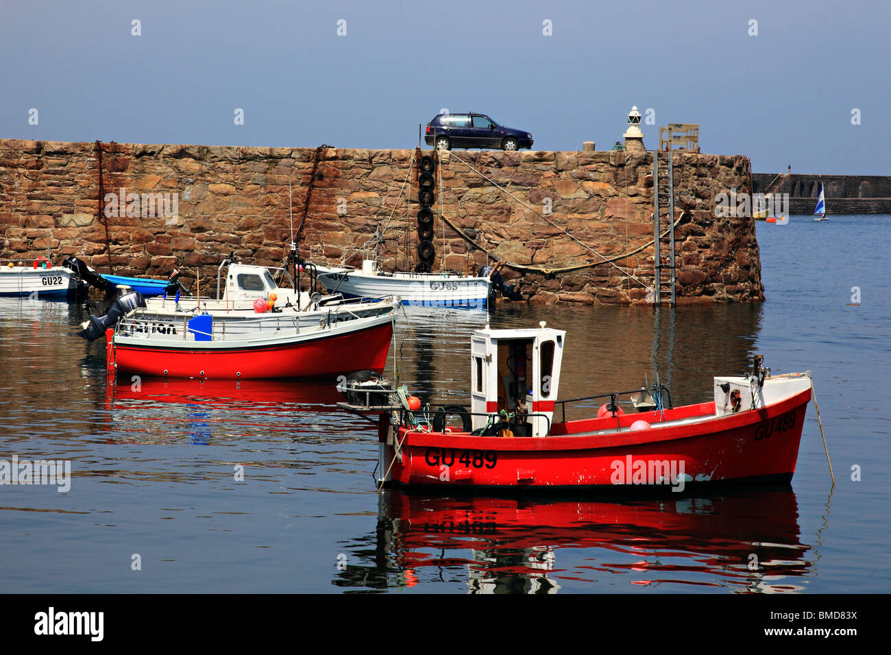 Boats in the Harbour, Alderney, Channel Island, United Kingdom Stock Photo