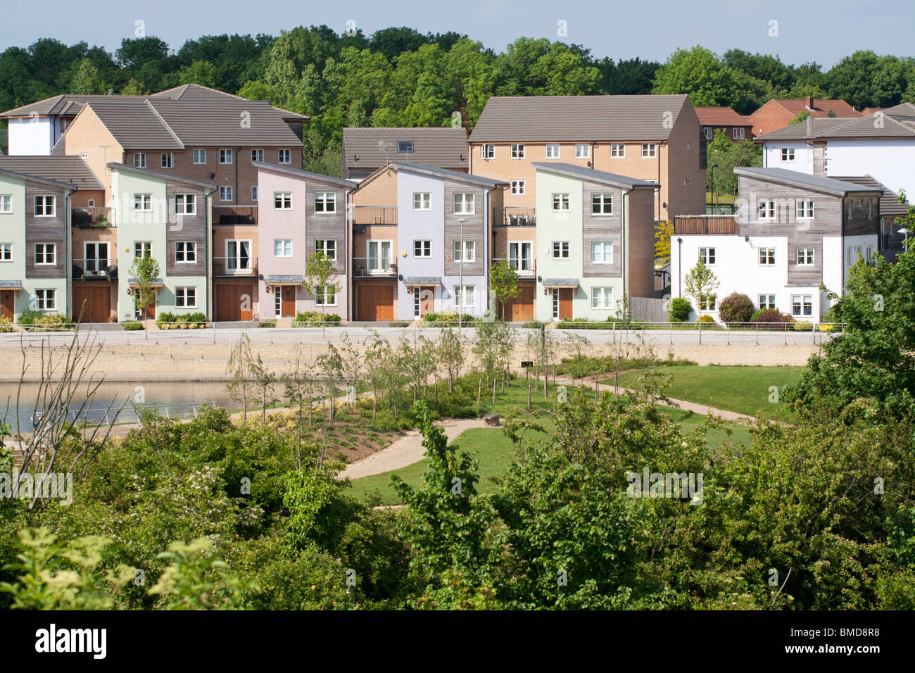 Lakeview Housing Estate - Milton Keynes - Buckinghamshire Stock Photo