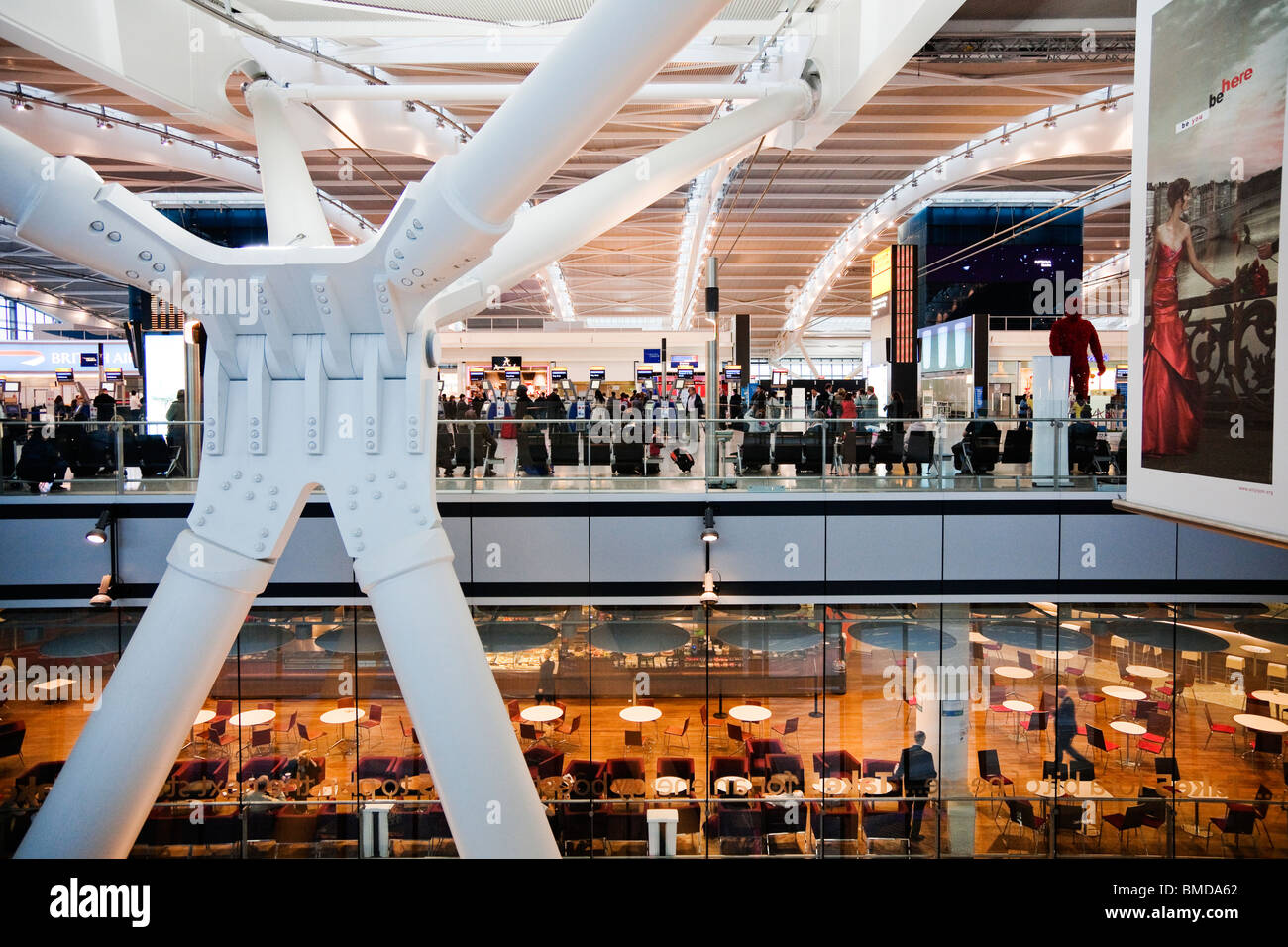 Departures level and executive club levels at terminal five Heathrow airport London England Stock Photo