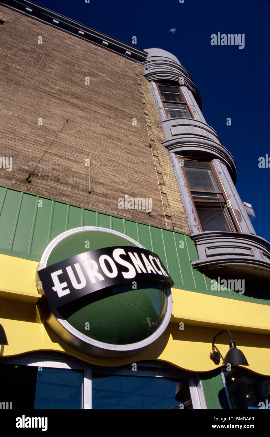 Restaurant sign on mont royal street montreal quebec canada stock