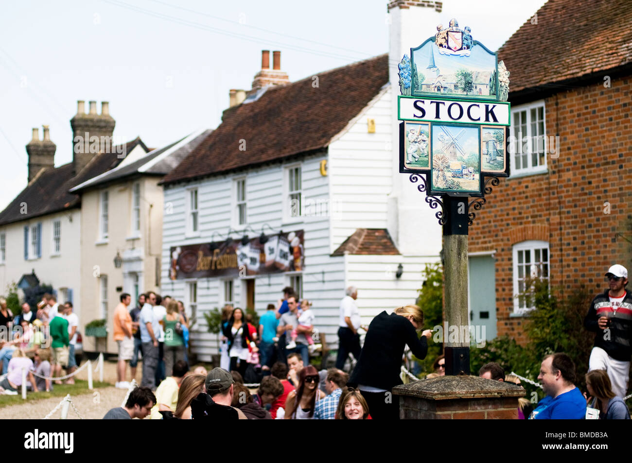 The Stock Village sign in Essex in the UK. Stock Photo