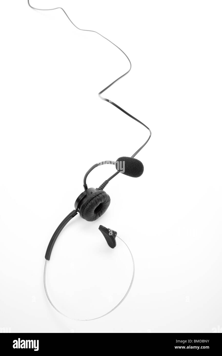 a black headset on white background Stock Photo - Alamy