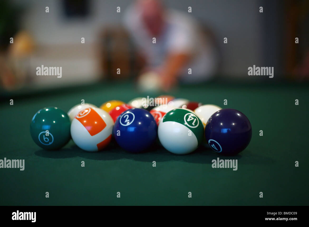 Billiard balls are about to be struck Stock Photo Alamy