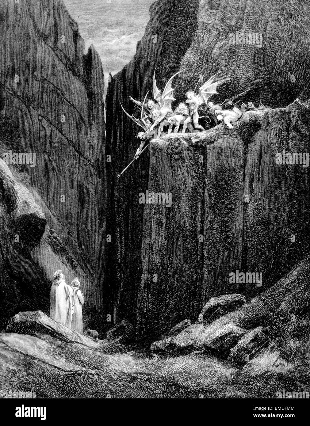 Dante and Virgil looking into the inferno, 1863 - Stock Image - C045/4482 -  Science Photo Library